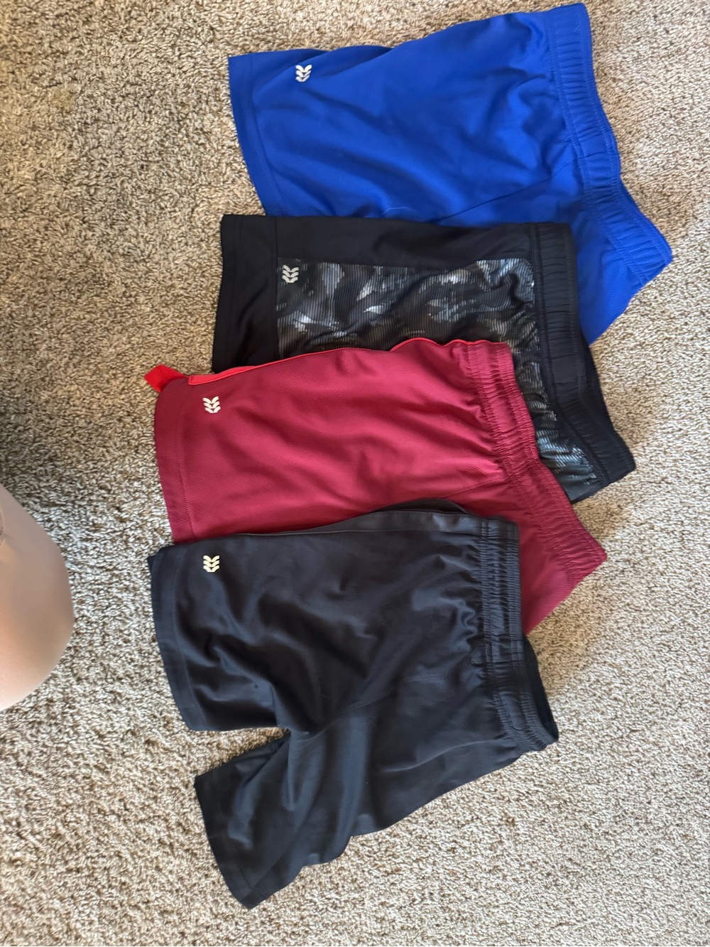 Kids Athletic Shorts - Blue, Black and Gray, Maroon, Black (4-Pack)